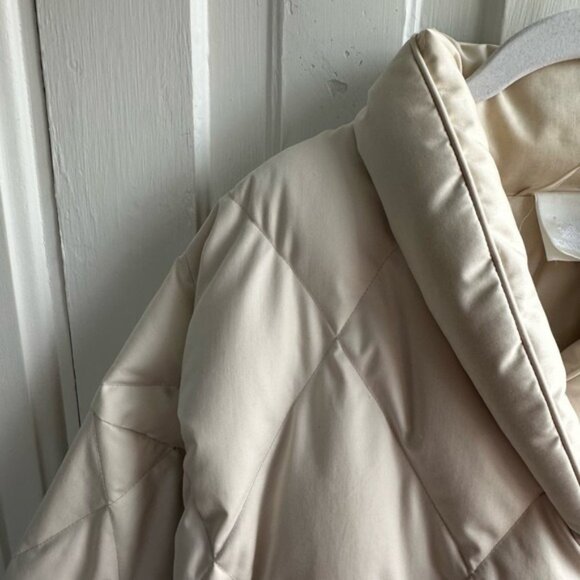 Scandia Home Quilted Down Wrap Jacket Coat Cream - Picture 3 of 8